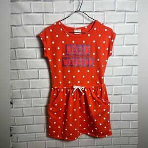 CAT & JACK little girls casual tie waist polka dot dress/ size L 10-12
